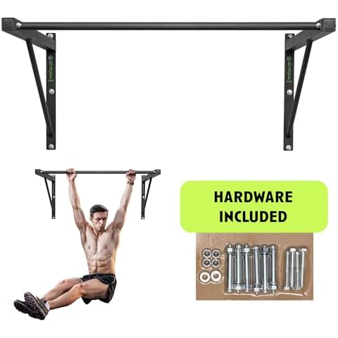Rage Fitness R2 Wall Mounted Pull Up Bar, (500 lbs) Weight Capacity, Heavy Duty Steel Chin up Bar/ Pull up Bar for Home or Commercial Gym Workout, Upper Body Workout Bar with One Year Warranty Cover