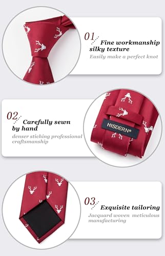 Image of HISDERN Ties for Men Classic Animal Tie and Pocket Square Set Jacquard Woven Silk Neckties Handkerchief Wedding Party