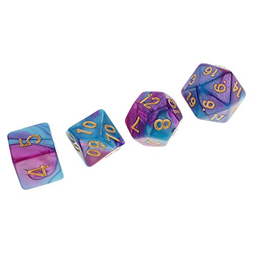 Yiotfandoll 7Pcs Polyhedral Dice Two Colors 16Mm D20 D12 D10 D8 D6 D4 For Dungeons And Dragons Dnd Rpg Mtg Table Games Purple Blue #TOP4