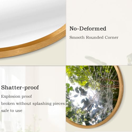 Image of AOAOPQ Small Matte Frame Circle Mirror for Wall Round Mirror for Bathroom Entryway Living Room Hallway Bedroom Gold Mirror Entryway Vanity