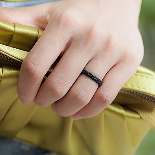 ThunderFit Silicone Wedding Bands for Women, Breathable Eternity and Thin Braided 4 Mixed Rubber Engagement Rings4