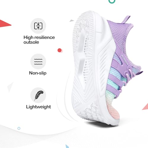 Runside Girls Tennis Shoes Lightweight Sports Kids Sneakers Lace-Up For Running/Walking thumb #2