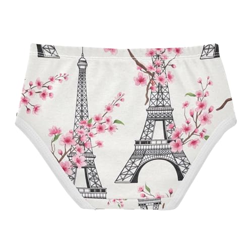 Toddler Panties, Eiffel Towers Pink Flowers Cotton Underwear Girls, 2–8 Years2
