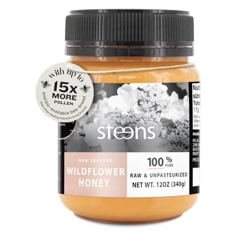 Steens - New Zealand Wild Flower Honey, Unpasteurized Natural Honey, Whole Comb Processed Raw Honey for Face and Oral Consumption, Cold Pressed Multifloral Honey, 12 oz Jar Cover