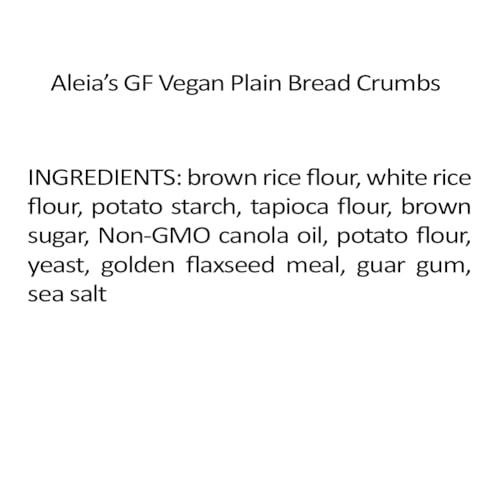 ALEIA’S BEST. TASTE. EVER. Vegan Italian Bread Crumbs 7 oz / 1 Pack - Authentic Taste, Breading for Gluten Free Vegan Recipes, Certified Gluten Free, Non-GMO, Egg Free, Dairy Free, Low Sodium, Kosher