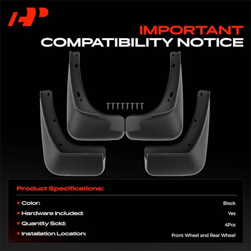 Image of A-Premium Mud Flaps Compatible with Kia | for Kia Rio 2011-2017, No Drilling Required Mud Guards with Hardware Accessories, Set of 4 Front and Rear