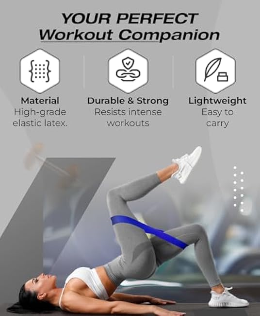 Mini Loop Resistance Bands for Exercise - Set of 5 Elastic Bands for Exercise, Strength Training & Rehab - 5 Resistance Levels. Portable & Durable Resistance Bands for Home, Gym & Outdoors