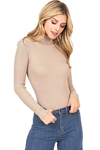 Image of Ambiance Apparel Women's Ribbed Long Sleeve Turtleneck Top