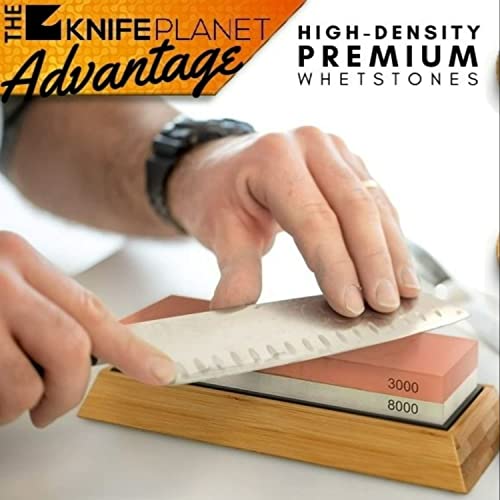 Premium Knife Sharpening Stone Set 400/1000 and 3000/8000Grit Professional, Safe Knife