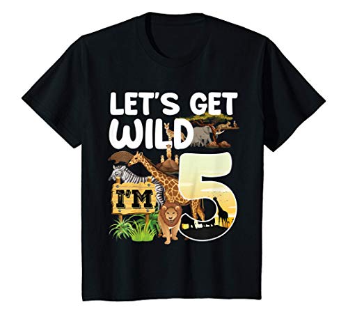 Kids 5 Year Old Zoo Birthday Safari Jungle Animal 5th B-day T-Shirt