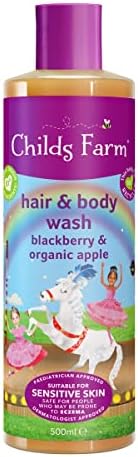 Childs Farm, Kids Hair & Body Wash for Dry, Sensitive Skin, Blackberry & Organic Apple, Gently Cleanses, Vegan, Cruelty-Free, 16.9 fl oz