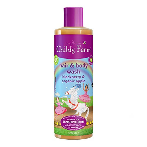 Childs Farm, Kids Hair & Body Wash for Dry, Sensitive Skin, Blackberry & Organic Apple, Gently Cleanses, Vegan, Cruelty-Free, 16.9 fl oz