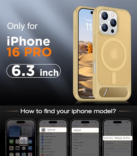 Image of Magnetic Compatible with iPhone 16 Pro Case, [Built-in Invisible Kickstand][Compatible with MagSafe] [Military Grade Shockproof] Slim Translucent Matte Phone Case for iPhone 16 Pro 6.3 inch