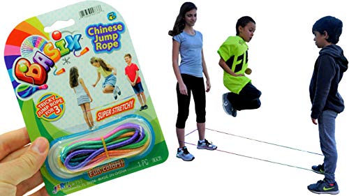 2CHILL Chinese Jump Rope (1 Pack) Elastic Skipping Rope Game for Kids & Adults | Colorful Stretchy Jump Rope for Kids, Girls and Boys. Party Favor. Physical Education Equipment 733-1A