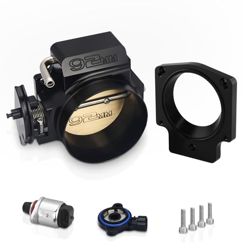 Endxedo 92MM Throttle Body with TPS IAC Sensor and Throttle Body Spacer Adapter Fits for Chevy GM Gen III LSX LS LS1 LS2 LS7 Engine Black