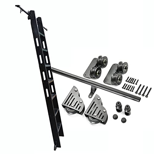 Juego de estanterías deslizantes, Apto para estanterías tubulares Redondas de 1 a 6 Metros, Incluye un Kit Completo de rieles (Escalera no incluida); Juego de estanterías con Escalera desliz