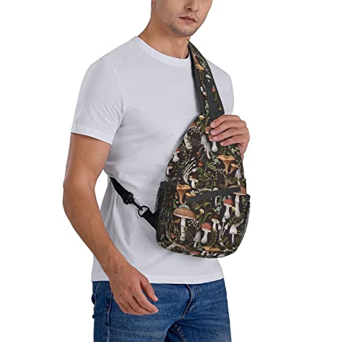 Yrebyou Mushroom Sling Bag Casual Crossbody Backpack Travel Hiking Daypack For Women Men Lightweight Chest Purse Fashion Shoulder Bags Traveling Runner Climbing #TOP7