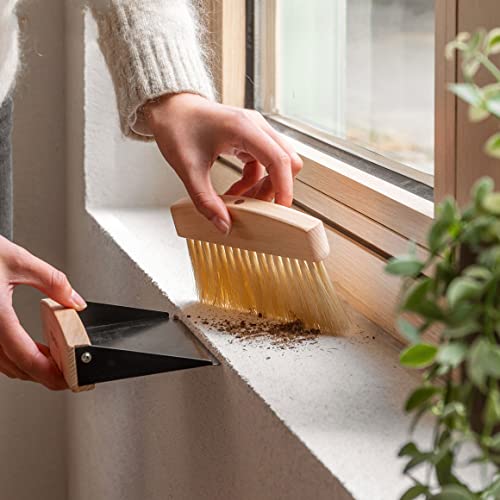 Oakart Mini Metal Dustpan And Brush Set For Sweeping Crumbs Fireplace, Natural Table Sweeper Combo (Black) #TOP3