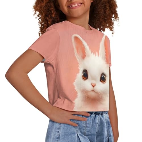 Image of Kids Crop Top Short Sleeve T-Shirts for Girls Size 5-14