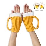 CharmBurst Mitaines sans Doigts pour Femmes, Design en 3D de chope de bière pour la fête d...