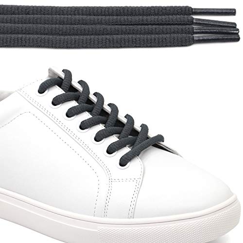 Delele Oval Athletic Shoelaces Half Round Shoe Laces Dark Gray 2 Pair 39.37" #TOP3