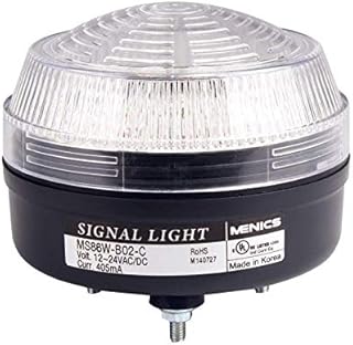 MS86W-B02-C, Signal Light, 86mm, LED, Stud Mount, Clear Lens, Steady+Flashing+Rotating, 80 dB Buzzer, 24 VAC/DC