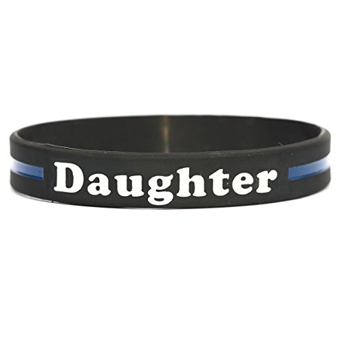 SayitBands Daughter Thin Blue Line Silicone Wristband Bracelets Police Officers Patrol Awareness Support