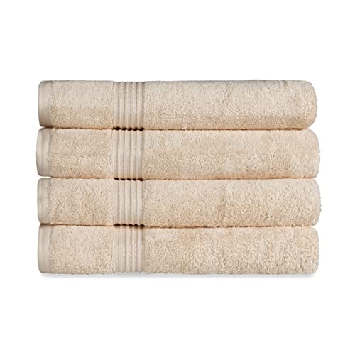 Superior Egyptian Cotton 4-Piece Bath Towel Set For Shower, Bath, Spa, Resort, Hotel, Soft Body Towels, Airbnb Essentials, Apartment, Dorm, Quick Dry, Absorbent, Bathroom Basics, Ivory #TOP22