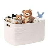 MYHOMMATTO Großer 86L Aufbewahrungskorb aus Baumwollseil, Boho Korb für Spielzeug Decken, Wäschekorb Geflochten, Wäschesammler Kleidung Aufbewahrung für Wohnzimmer Kinderzimmer, Weiß
