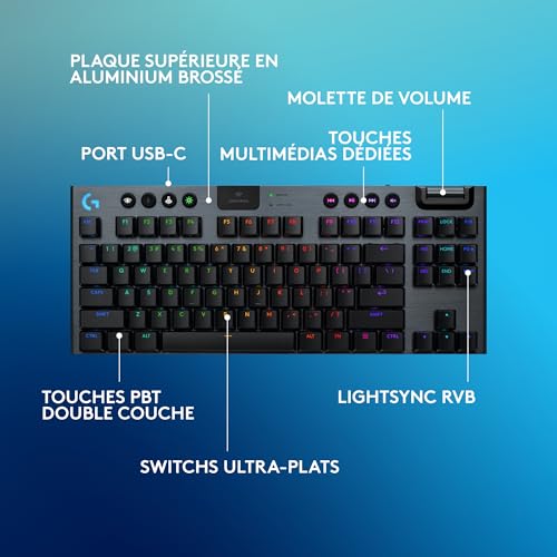 Clavier PC Mac Logitech G G915 X LIGHTSPEED TKL pour un setup gaming épuré et sans fil