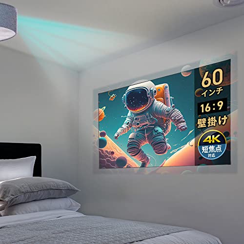 イーサプライ プロジェクタースクリーン 60インチワイド 16:9 短焦点 超短焦点 対応 4K 壁掛け ホームシアター EEX-PSG1-60HDT