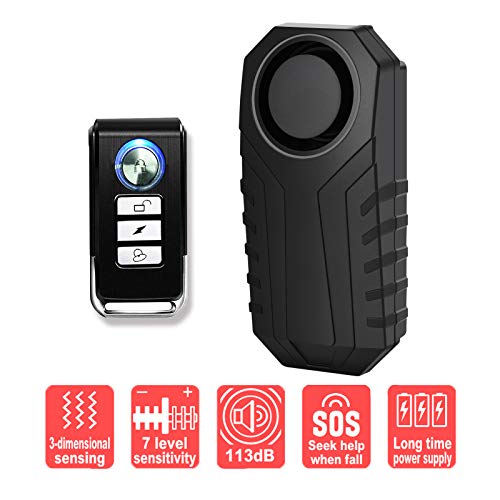 GREENCYCLE 1 Pack IP55 Waterproof Wireless 113dB Vibration Burglar Sensor Alarm for Vehicle