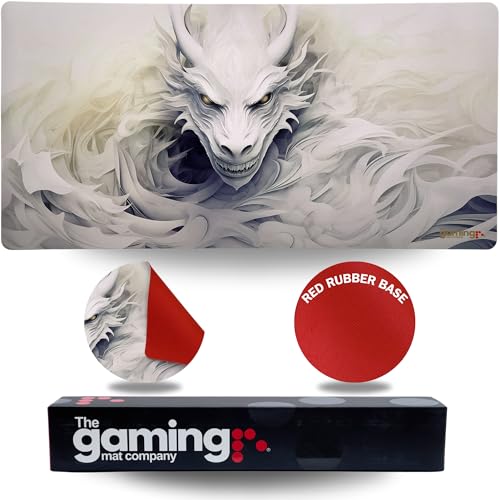 Tapis de souris grand format et tapis MTG 28" x 14" White Dragon avec surface lisse antidérapante