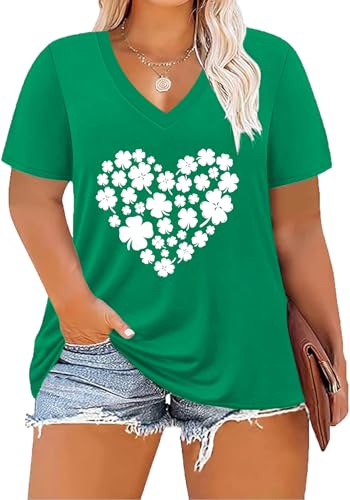 Image of ForHailey Women's Plus Size Short Sleeve Tee Shirt V Neck Basic Ladies Loose Fit T Shirt 1X-5X