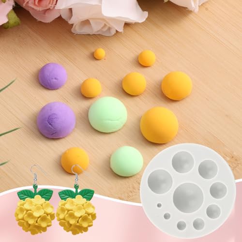 Half Round Ball Polymer Clay Mold, 10 Sizes Silicone Air Dry Clay Hemisphere Maker Perfect for Jewelry Making Earrings Decoration Kit and DIY Craft Projects Tools