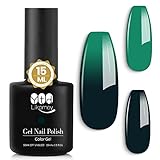 YTD Likomey Color Changing Gel Nail Polish,15ml Bright Green Dark Green Mood Temperature Change Colors Thermal UV Nail Gel Polish, Salon Home DIY Manicure