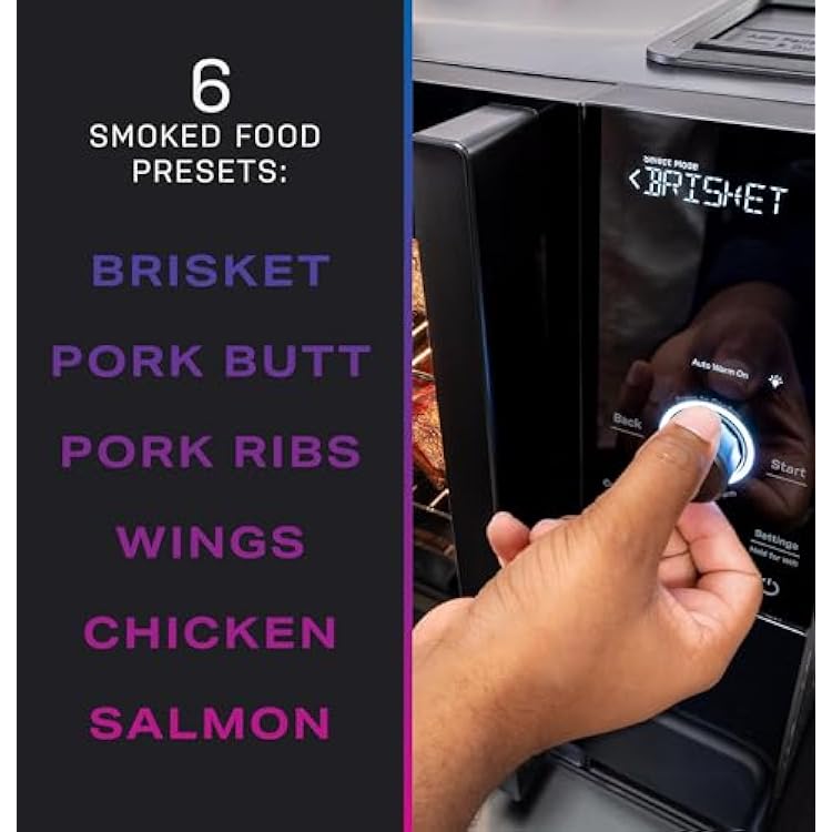 GE ProfileTM Smart Indoor Pellet Smoker, with Active Smoke Filtration, 5 Smoke Control Settings, WiFi Connected, Electric, Countertop BBQ Appliance, Black