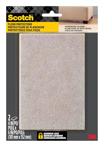 Scotch Felt Pads Beige 2 Large Pads 4 x 6 in Felt Furniture Pads for Protecting Hardwood Floors Easy-to-Apply Self-Stick Design Reliable Protection from Nicks dents and Scratches (SP845-NA)