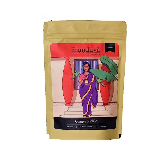 The Manduva Project Ginger Pickle | Authentic Andhra Flavors| Traditional Homemade Achar| Natural & Fresh| No Preservatives, Chemicals and Added Colors-250gm