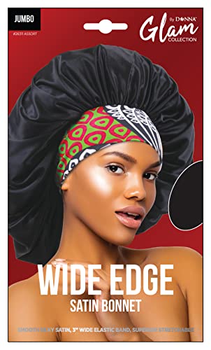 Bonnet large en satin Jumbo Noir pour la protection des cheveux de nuit