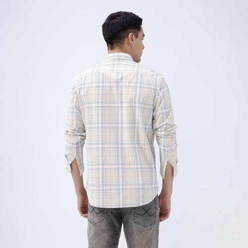 Image of BASICS 100% Cotton Checked Shirt for Men | Slim Fit | Everyday Smart Casual Wear | Full Sleeve