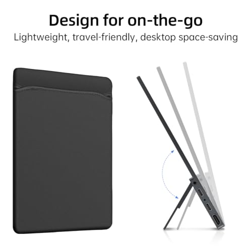 Image of CAPERAVE Portable Monitor 15.6'', 1080P FHD Ultra Slim Travel Monitor with Built-in Kickstand & Speaker & Protective Sleeve, USB C HDMI, Perfect for Laptop Mac Tablet Phone Xbox Switch PS5
