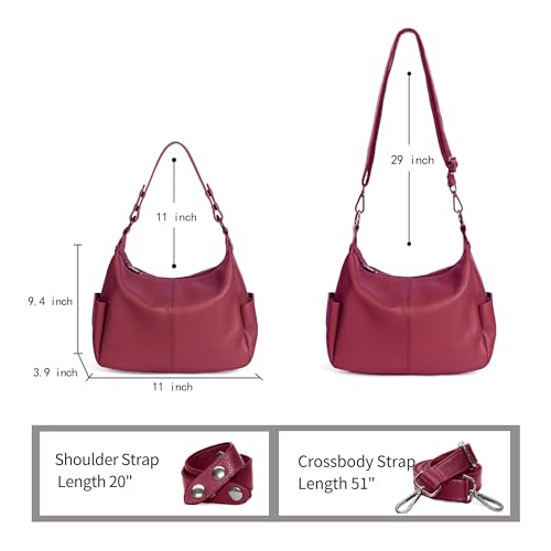 Image of Genuine Leather Purses for Women Hobo Crossbody Bags Casual Work Shoulder Bag with Adjustable Strap