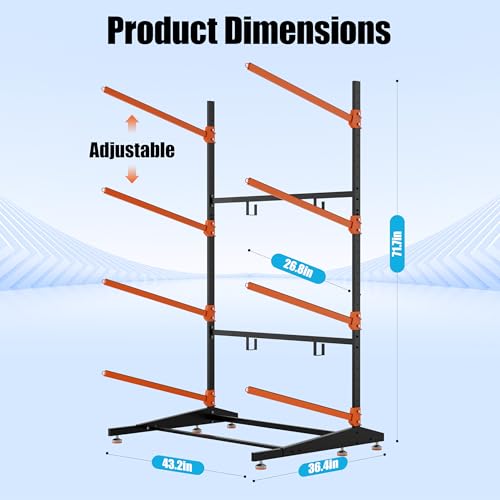 Image of 4-Tier Freestanding Kayak Rack, Pro-Grade Heavy Duty Outdoor Storage for 4 Boats, 440 lbs Max Capacity, Rust-Proof 304 Stainless Steel Hardware (Orange)