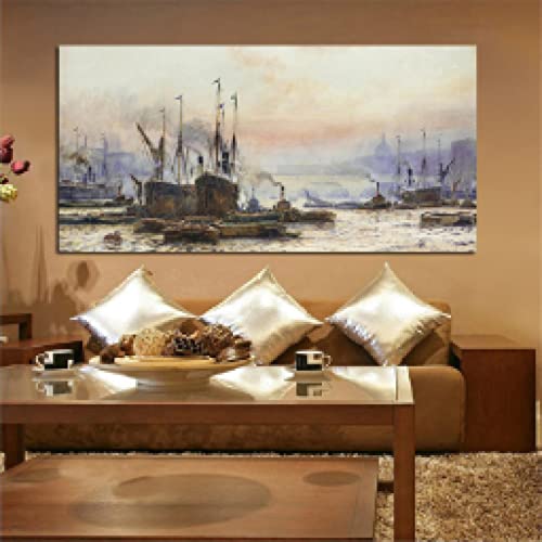 Peinture bateau paysage marin abstrait dsdsgog toile salon 60x120cm sans cadre