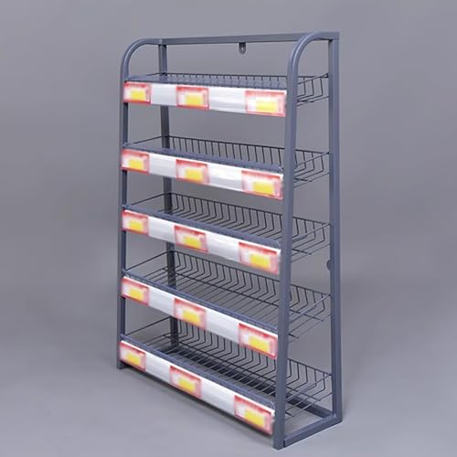 Metal Supermarket Shelf Label Holder Standing Gumball Chewing Gum Shop Display Stand Snack Rack with Label Gray 24in Width