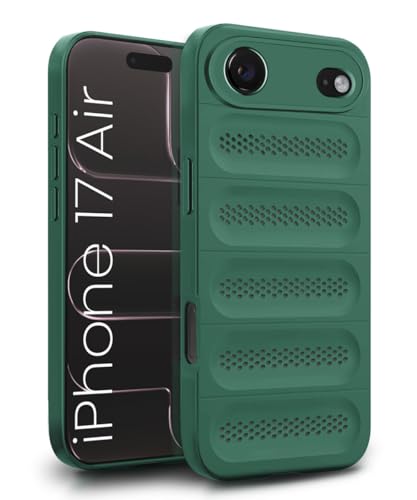 Image of WOW IMAGINE Ultimate Silicone Back Cover Case for iPhone 17 Air | Heat Dissipation Thin Soft TPU | 360 Camera Protection | Breathable Cooling Holes - Forest Green