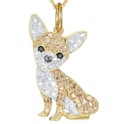 Collier chihuahua anti-ternissement en alliage et strass de cristal brillant
