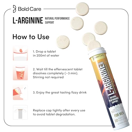 Image of Bold Care L-Arginine & L-Citrulline Effervescent Tablets (Pack of 2 (40 Tablets)) 1500 mg with Brahmi, Shatavari, Beet Root for Natural Performance Support | FSSAI Compliant |