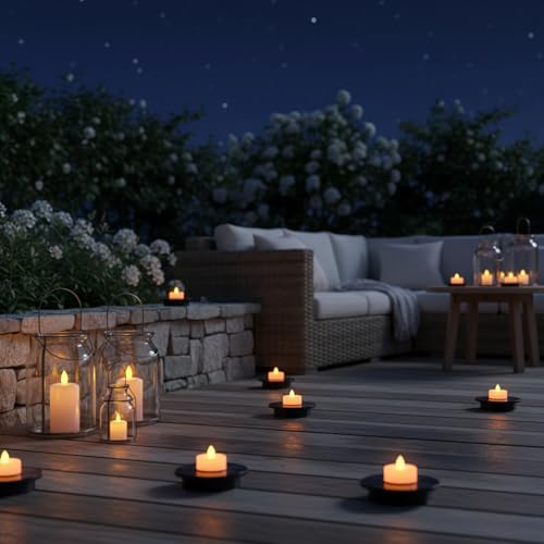 Bougies chauffe-plat solaires idéales pour illuminer une table de balcon en été